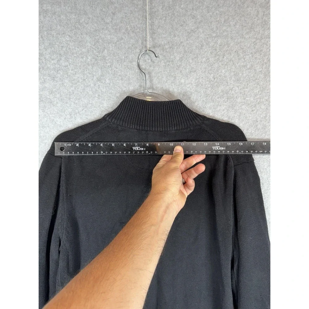 Grayson & Dunn Sweater Mens Medium Black Button Mock Neck Pullover Cotton Warm